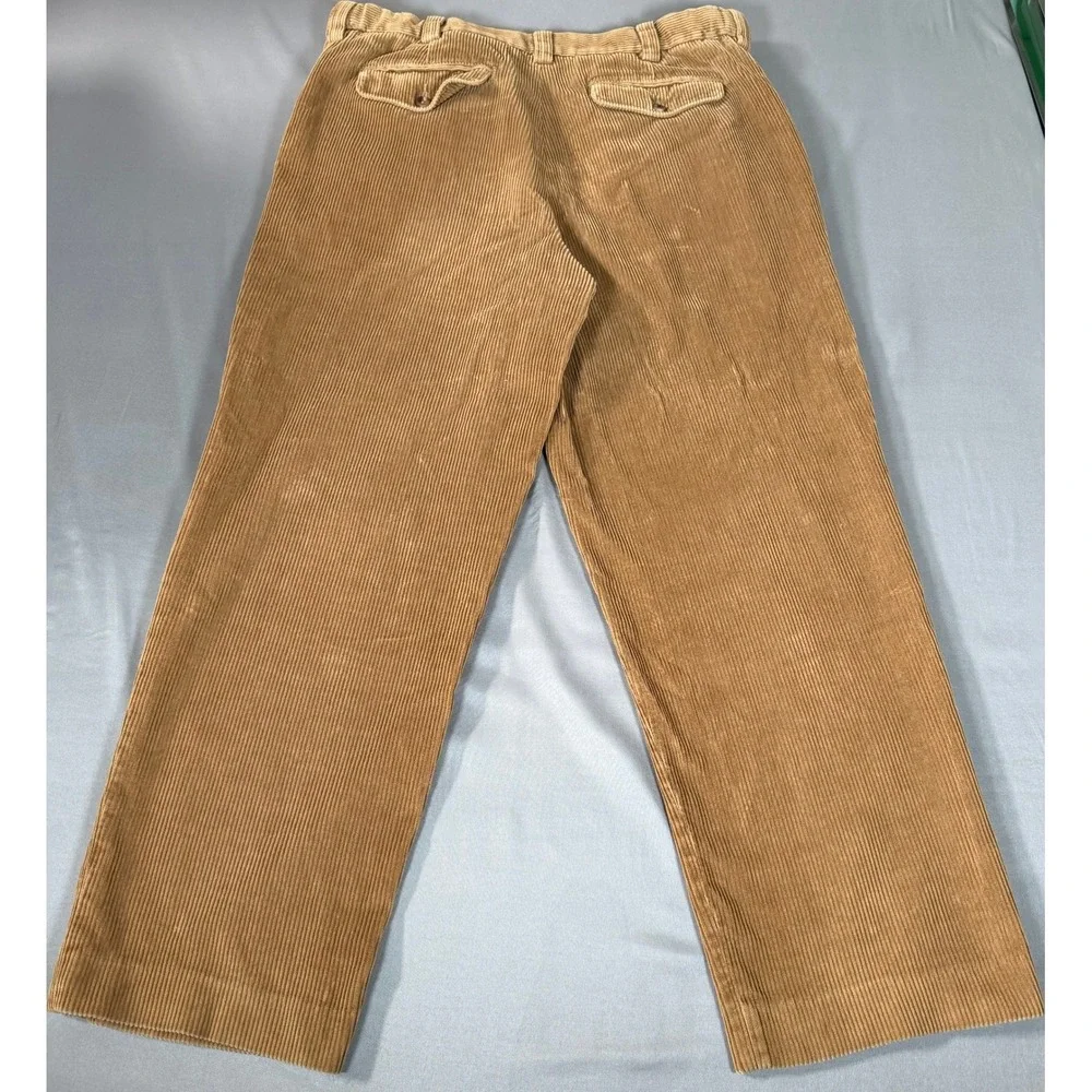 L.L.Bean Corduroy Pants Mens 35 Tan Excellent Comfort‎ Waist Wide Wale Cotton